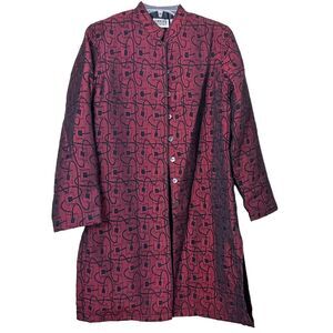 Vintage Chico's Design Red-Black Button Down Coat